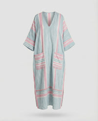 Kiara Maxi Dress with V-Neck and Pockets in Pink