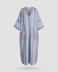Kiara Maxi Dress with V-Neck and Pockets in Purple