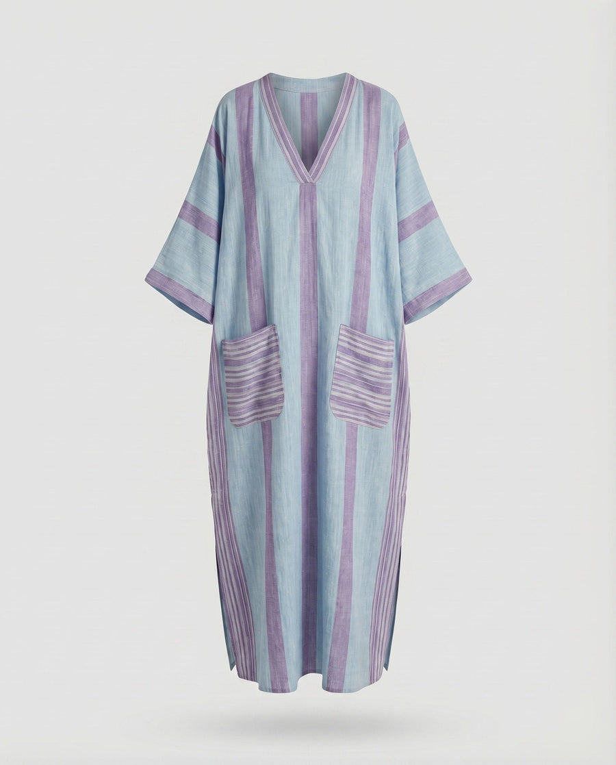 Kiara Maxi Dress with V-Neck and Pockets in Purple