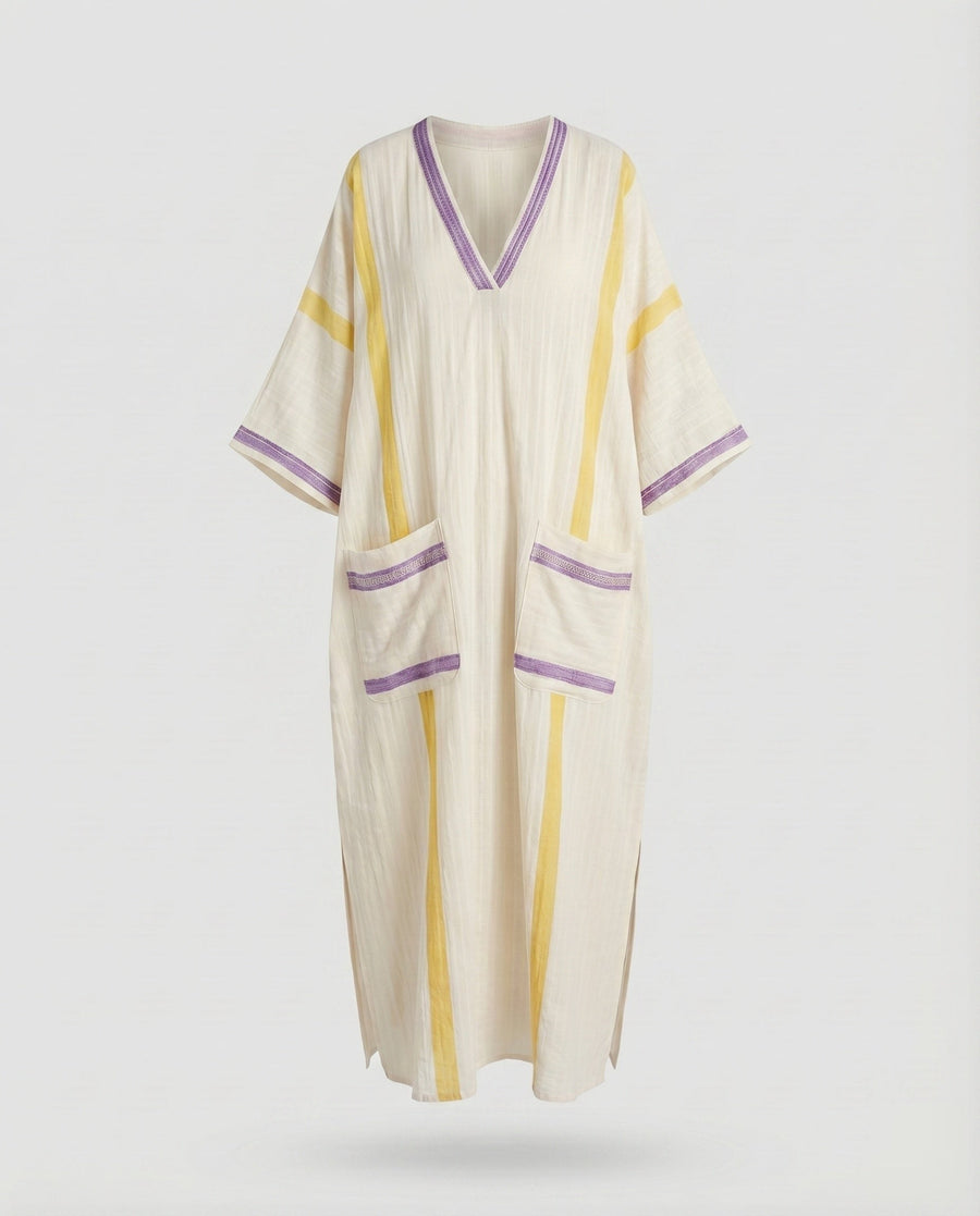 Kiara Maxi Dress with V-Neck and Pockets in Purple