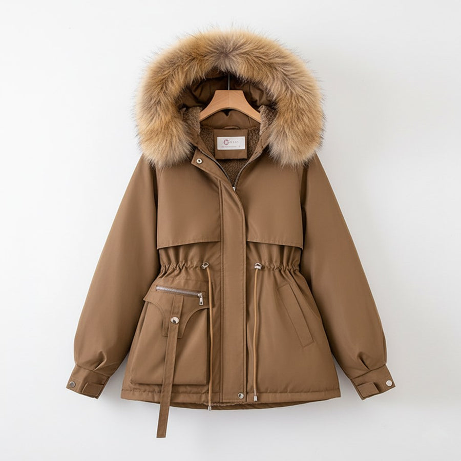 Kiara Parka with Hood in Brown