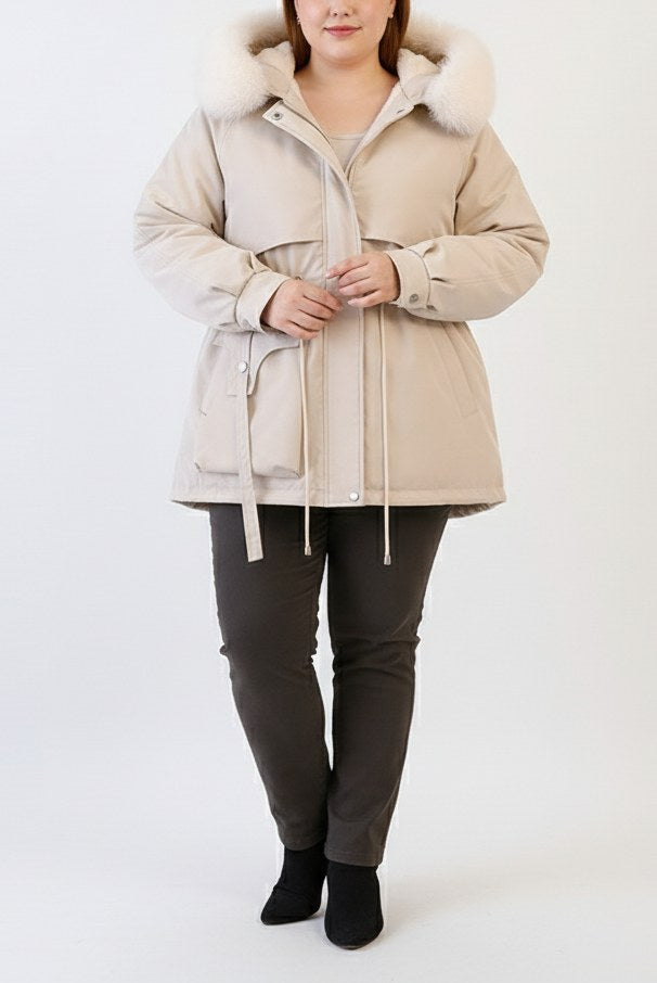 Kiara Parka with Hood in White
