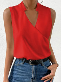 Kimara Women's Floral V-Neck Sleeveless Blouse in Red