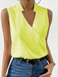 Kimara Women's Floral V-Neck Sleeveless Blouse in Yellow