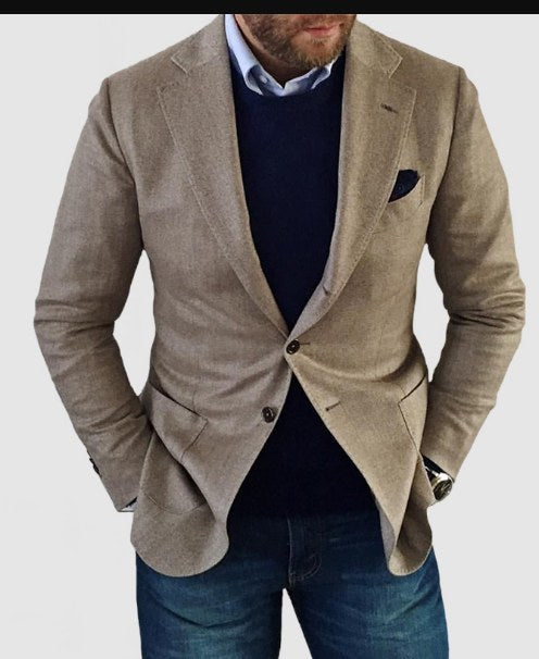 Koen Casual Knit Cardigan with Pockets in Beige