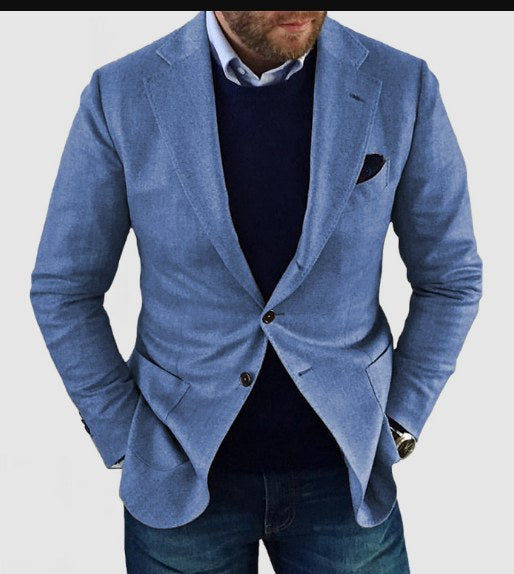Koen Casual Knit Cardigan with Pockets in Blue