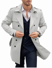 Konrad Elegant Trench Coat with Pockets in Light Grey