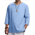 Konrad Lightweight Linen Shirt with V-Neck