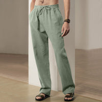 Konrad Linen Trousers with Elastic Waist and Side Pockets