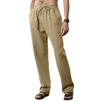 Konrad Linen Trousers with Elastic Waist and Side Pockets