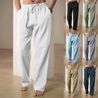 Konrad Linen Trousers with Elastic Waist and Side Pockets