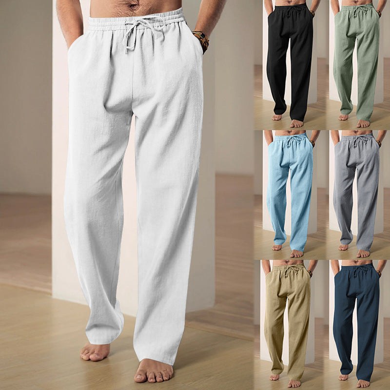 Konrad Linen Trousers with Elastic Waist and Side Pockets