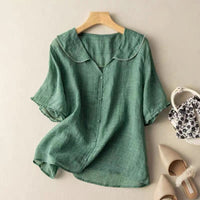 Kristi™ Vintage Blouse with Button Detail in Green