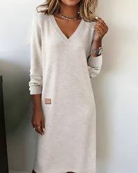 Lea | Women's Long Sleeve V-Neck Casual Elegant Midi Party Dress