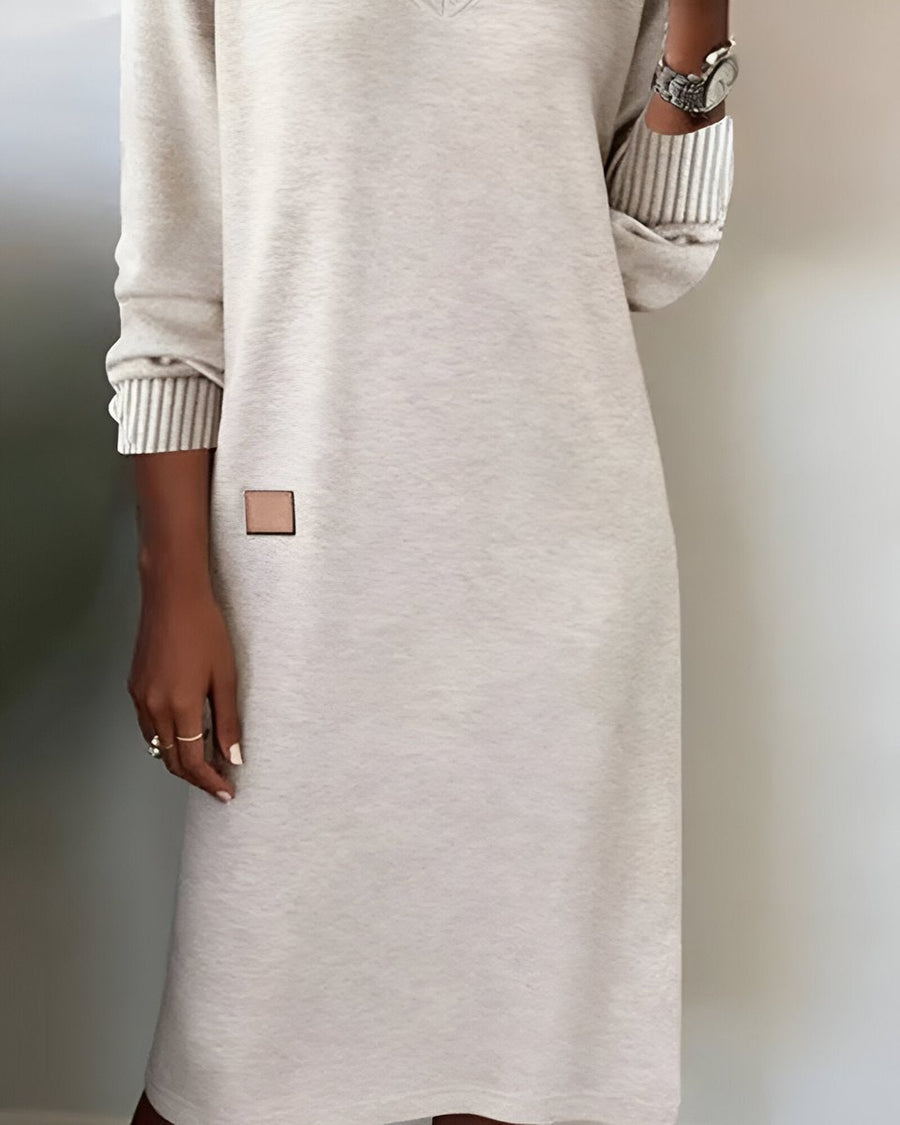 Lea | Women's Long Sleeve V-Neck Casual Elegant Midi Party Dress