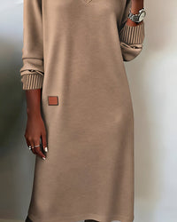 Lea | Women's Long Sleeve V-Neck Casual Elegant Midi Party Dress