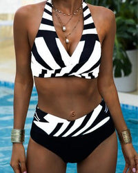 Kyana Striped Bikini Set in White