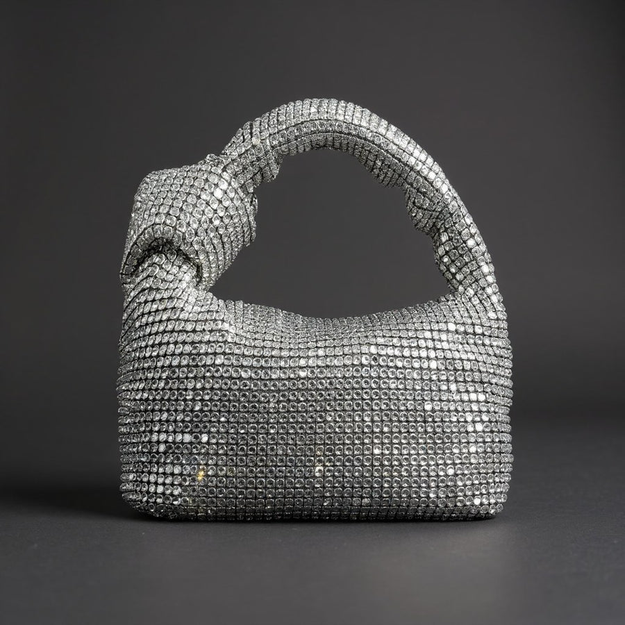 Kylie Knot-Handle Mini Bag in Silver