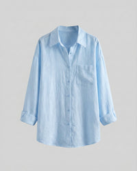 Kyra Casual Linen Blouse in Eisblau