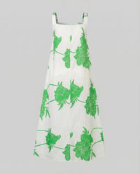 Kyra Linen Dress with Pockets and Pleated in Green
