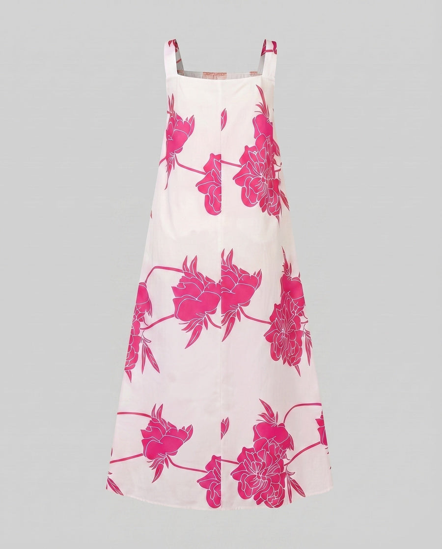 Kyra Linen Dress with Pockets and Pleated in Pink