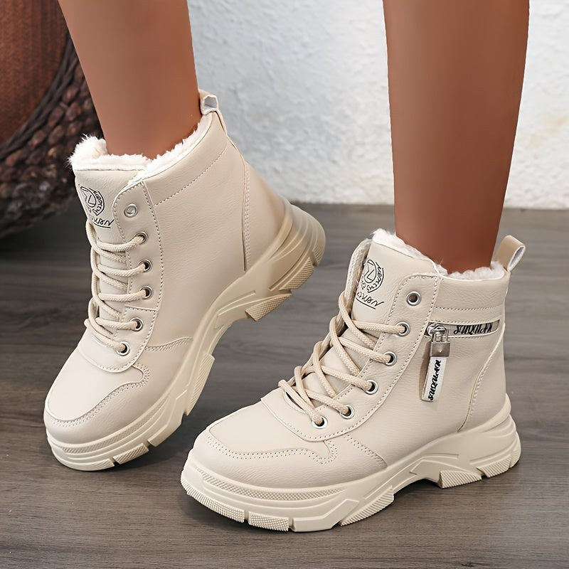 Kyra Warm Boots with Zip Front in White