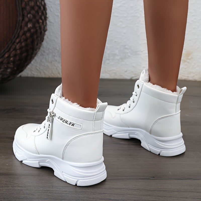 Kyra Warm Boots with Zip Front in White