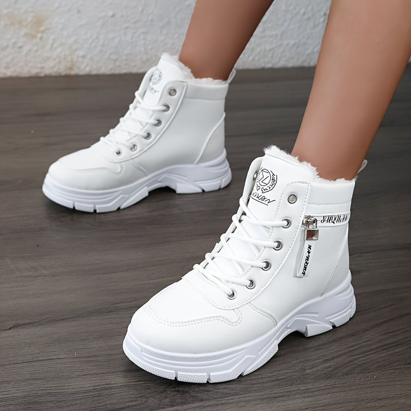 Kyra Warm Boots with Zip Front in White
