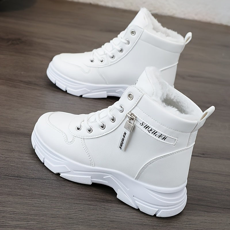 Kyra Warm Boots with Zip Front in White