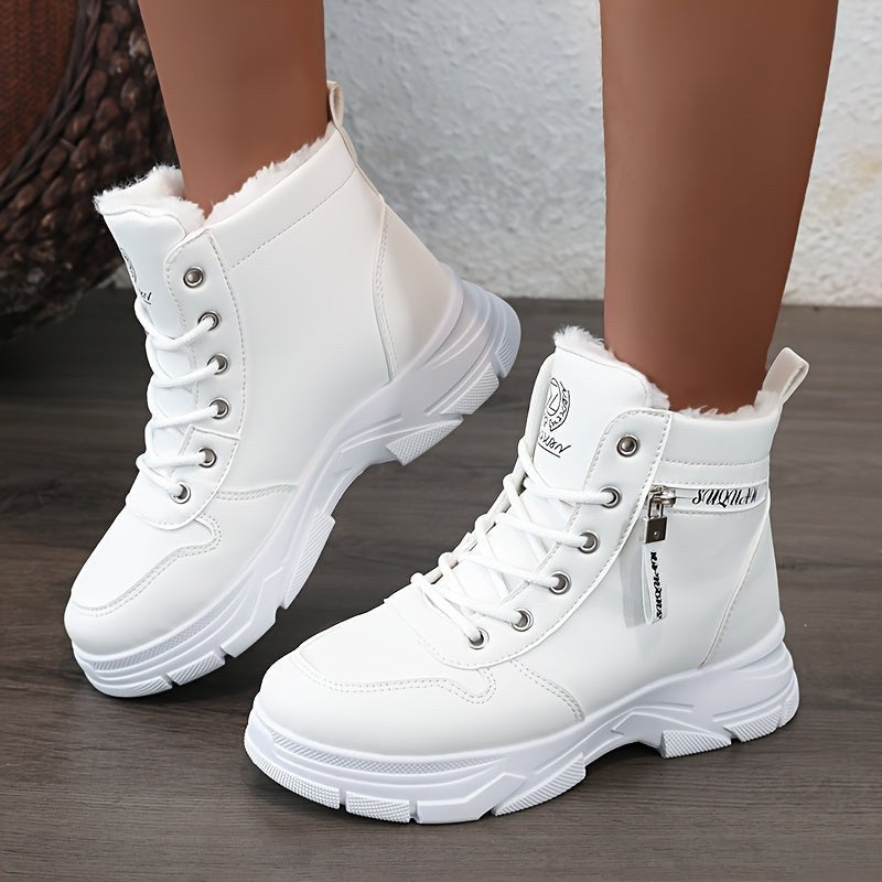 Kyra Warm Boots with Zip Front in White