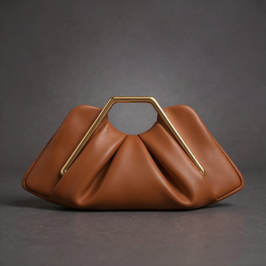 La Courbe Clutch in Sienna Brown