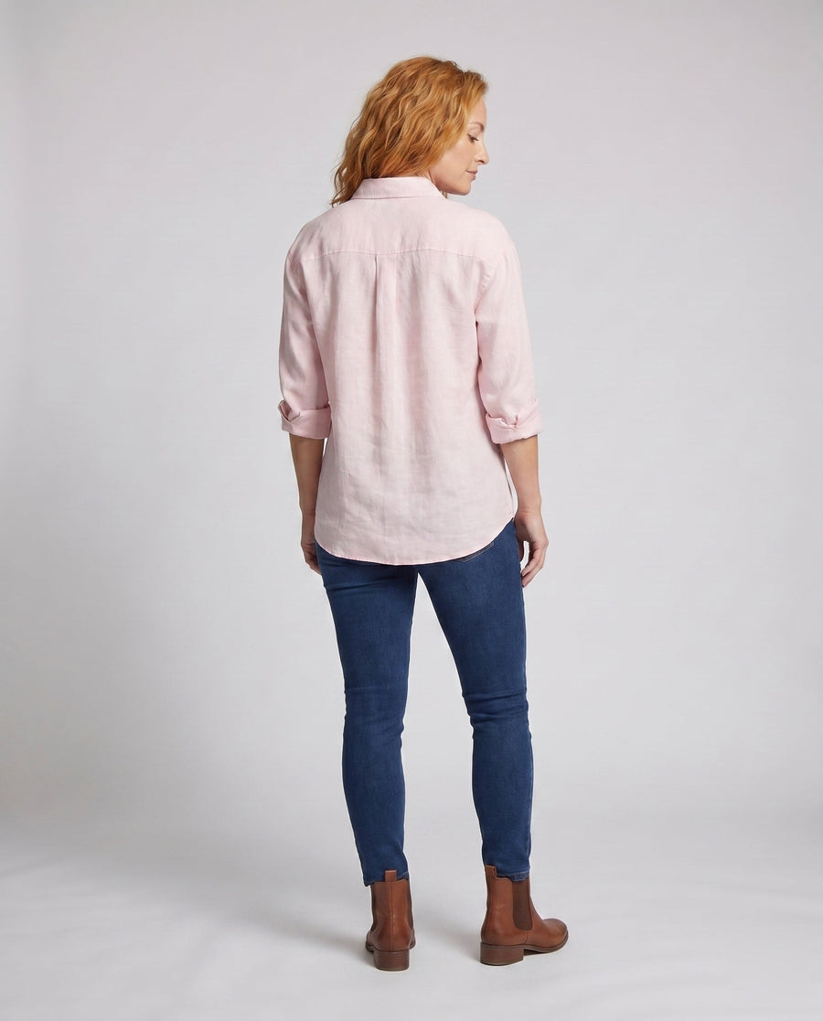 Lacey Casual Linen Blouse with Pockets