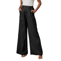 Lacey Elegant Linen Trousers in Black