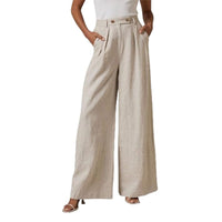 Lacey Elegant Linen Trousers in Light Khaki