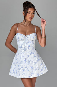 Dora Mini Dress – Blue Ditsy Print