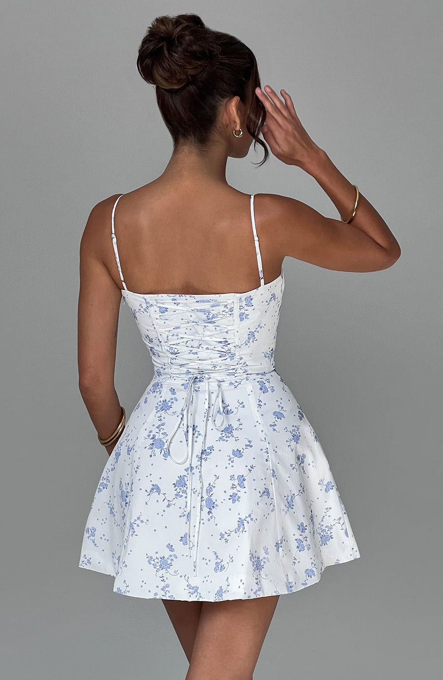Dora Mini Dress – Blue Ditsy Print