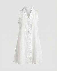 Lacey Mini Dress with Pockets and Ruffles in Grey