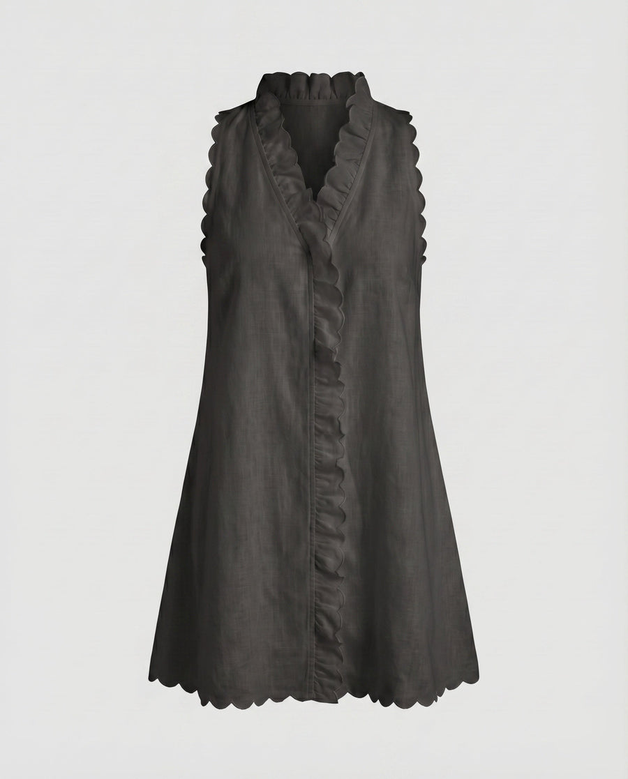Lacey Mini Dress with Pockets and Ruffles in Multicolour