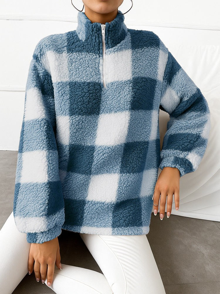 Lacey Sweater with Zip Front in Navy