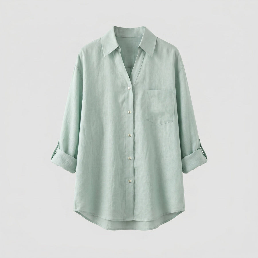 Lael Elegant Linen Blouse in Mintgrün