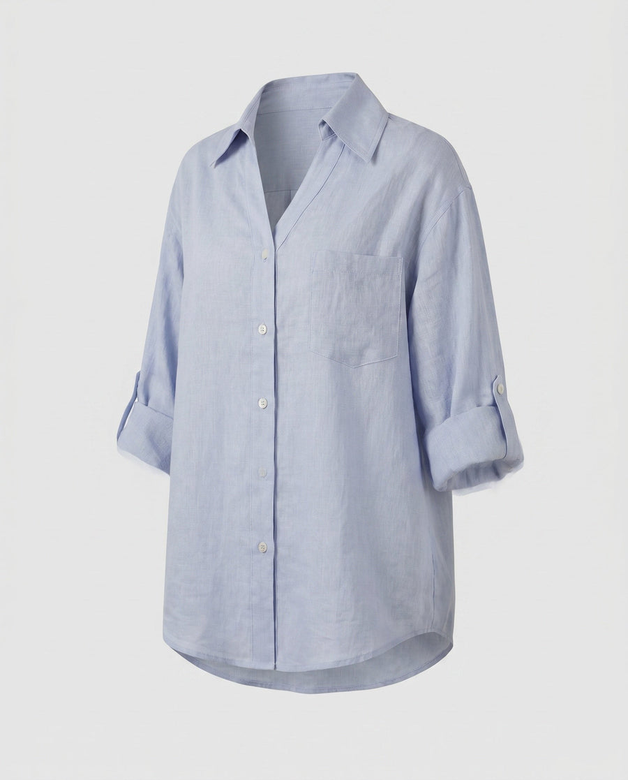 Lael Elegant Linen Blouse in Purple