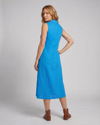Lael Linen Midi Dress with Button Front and Side Pockets