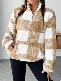 Lael Sweater with Zip Front and Pockets in Apricot
