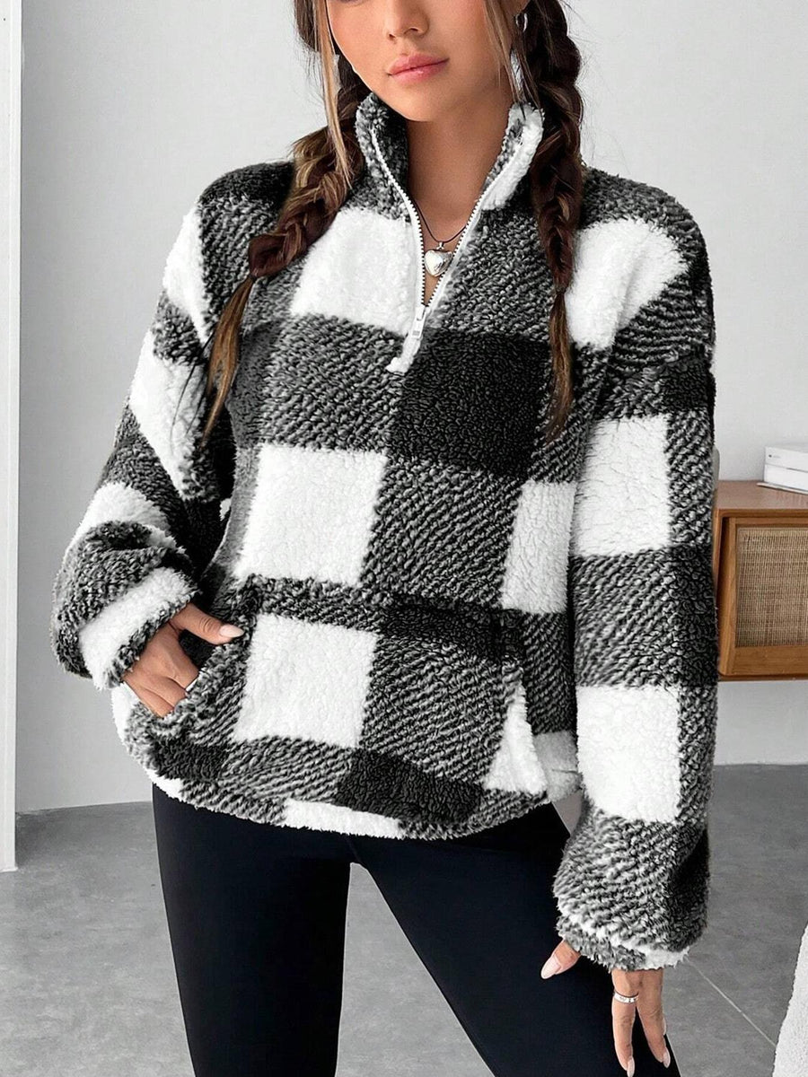 Lael Sweater with Zip Front and Pockets in Black