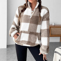 Lael Sweater with Zip Front and Pockets in Brown
