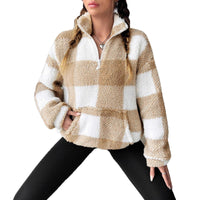 Lael Sweater with Zip Front and Pockets in Brown