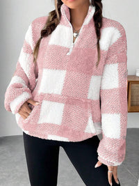 Lael Sweater with Zip Front and Pockets in Pink