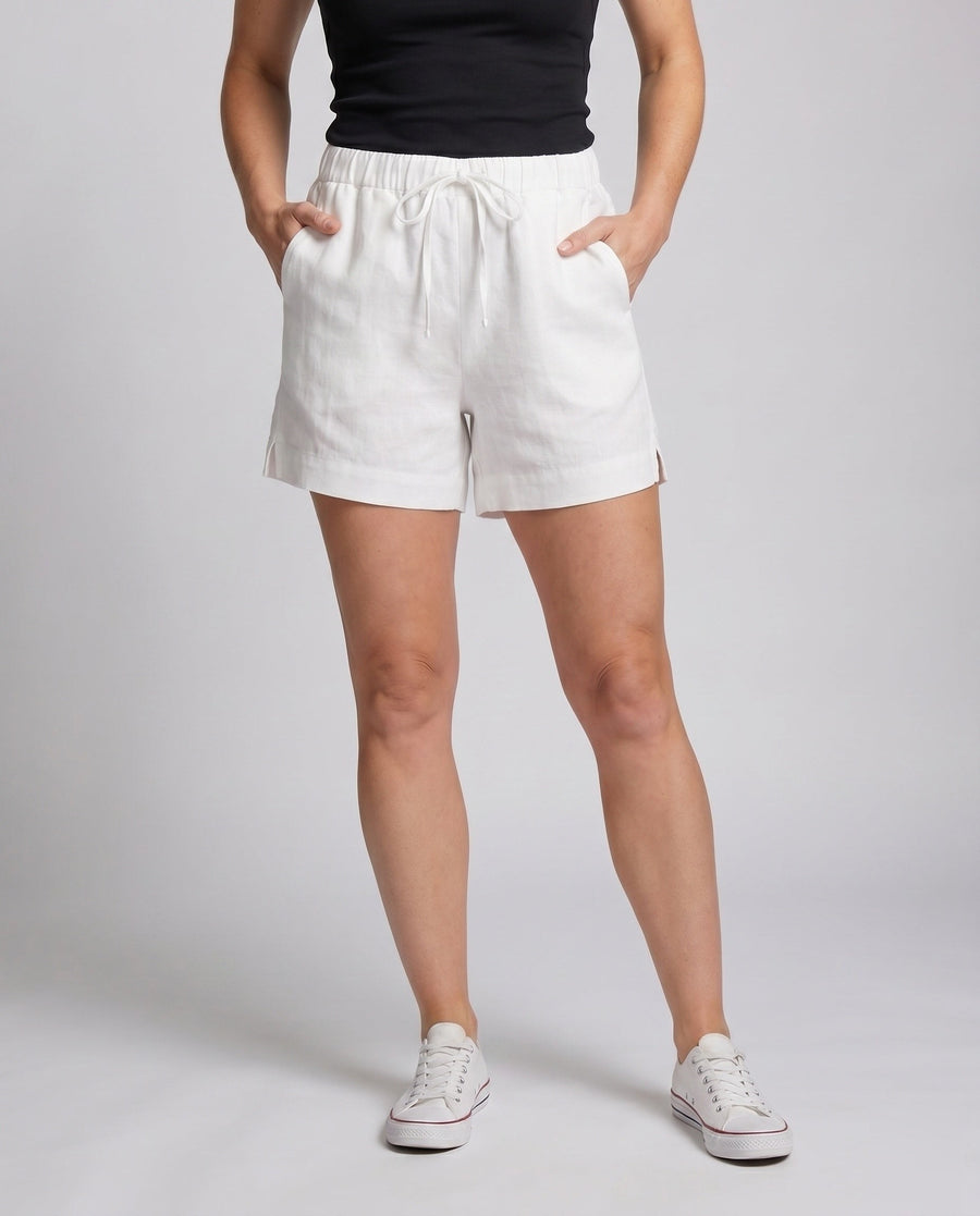 Laila Casual Linen Shorts with Elastic Waist and Pockets