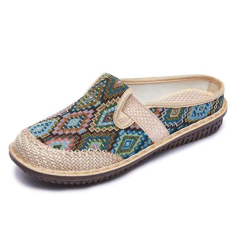 Laila Orthopaedic Linen Sandals in Green