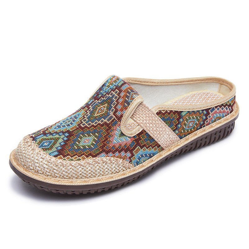 Laila Orthopaedic Linen Sandals in Red